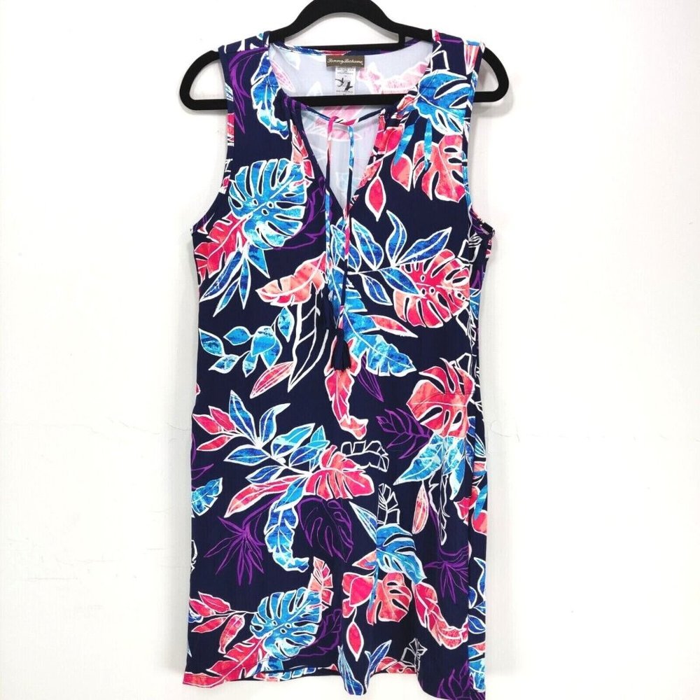 Tommy Bahama Size S Tropical Leaf Print Sleeveless Multicolor Nylon Dress